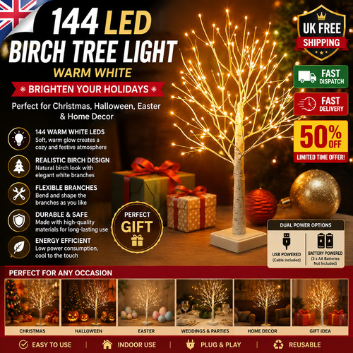 144 led birch tree - tree, light
