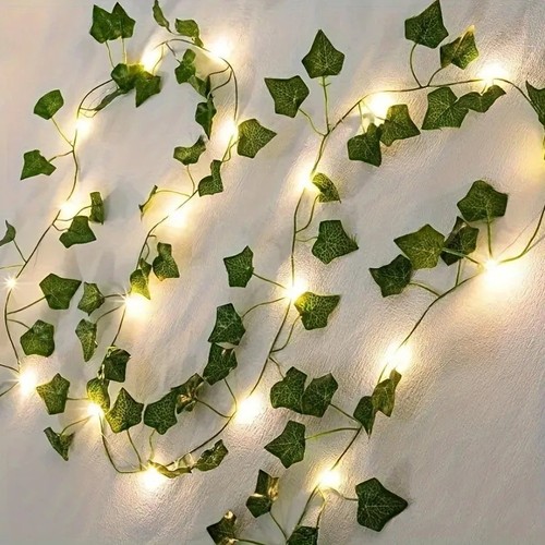 Green leaf string lights 10m - green,