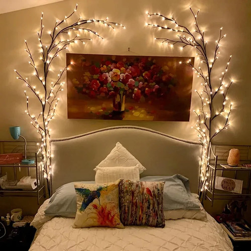 Lighted willow vine twig - vine, wall
