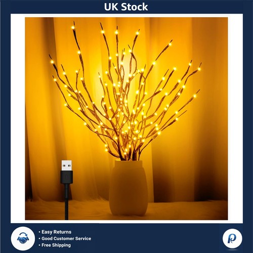Warm white lighted twig - white,