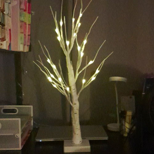 White artificial light twig - artificial, light-up