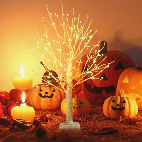 Led twig birch table - led, tree